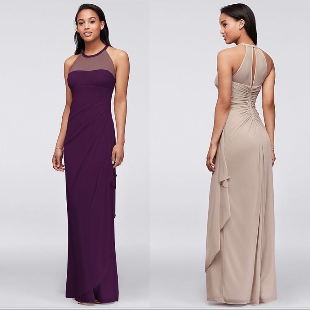 David’s Bridal Bridesmaid Long Dress F15662, Plum Purple